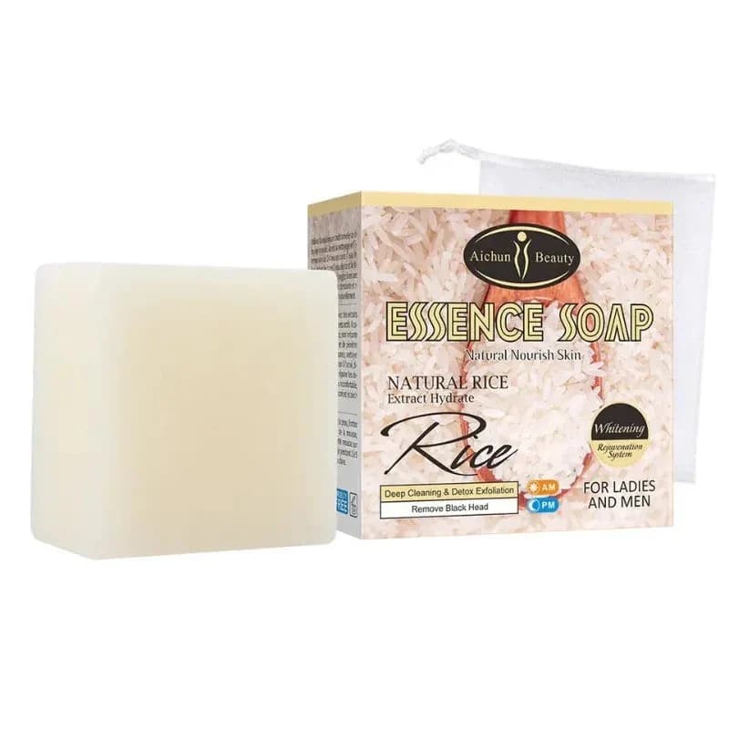 AICHUN BEAUTY RICE HANDMADE SOAP - BRIGHTENING & DEEP CLEANSING FACIAL BAR - 100G